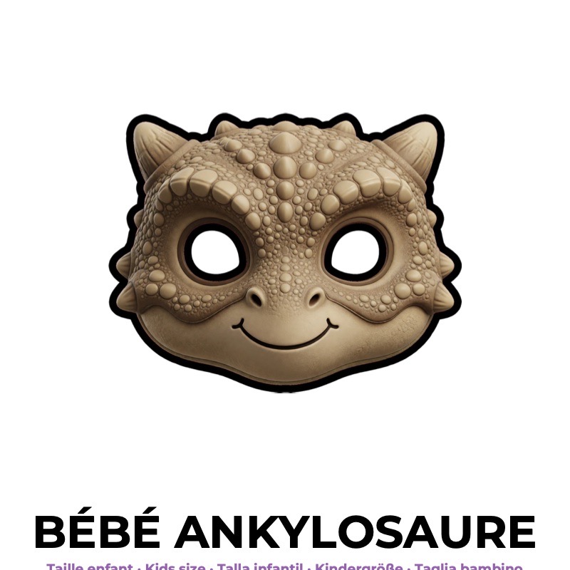 Masque de bébé ankylosaure en papier, patron à imprimer