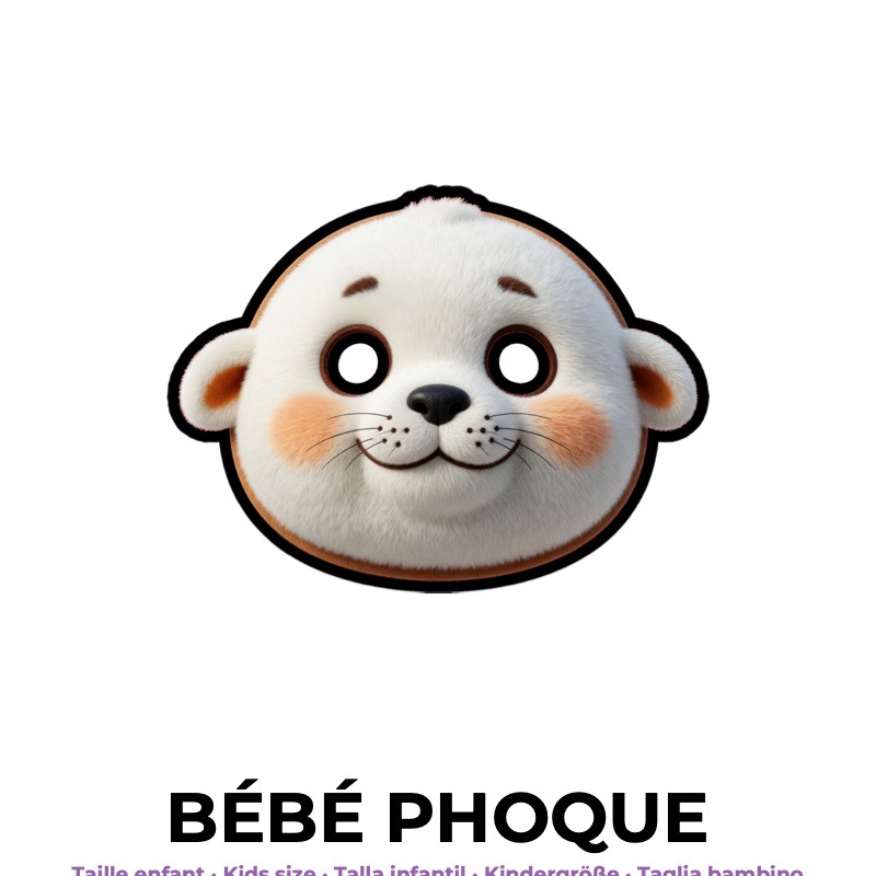 Masque de bébé phoque en papier, patron à imprimer