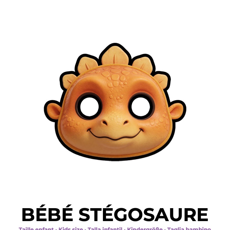 Masque de bébé stégosaure en papier, patron à imprimer