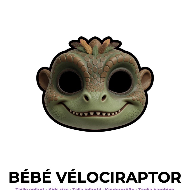 Maschera da velociraptor cucciolo di carta, cartamodello da stampare