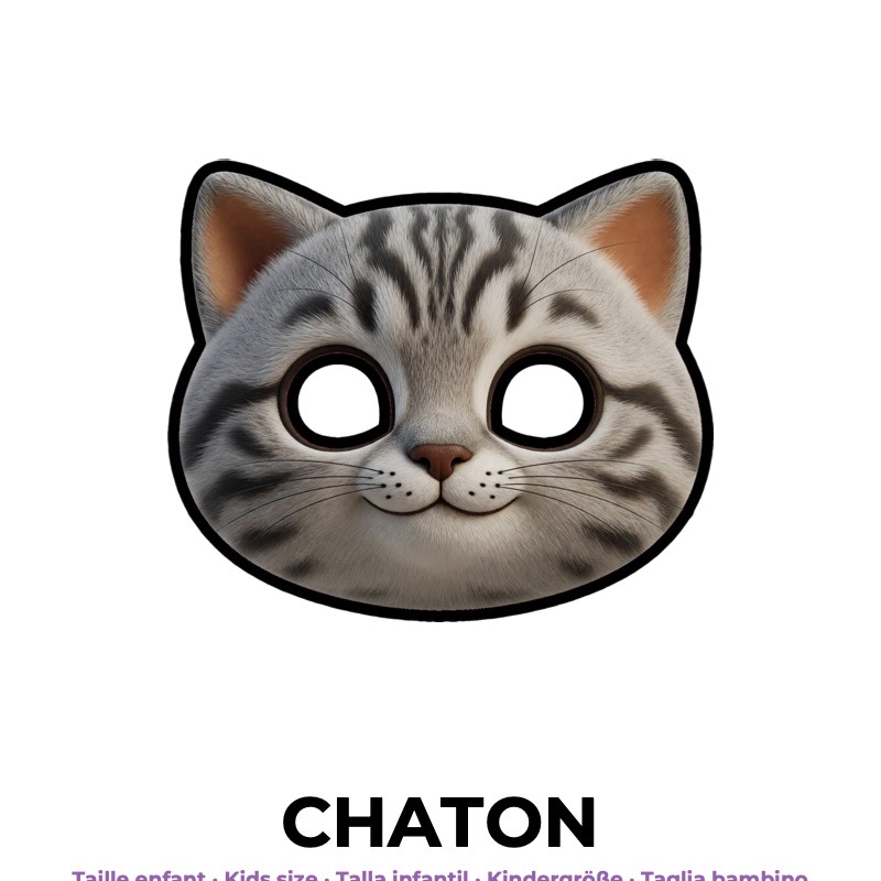 Maschera da gattino di carta, cartamodello da stampare