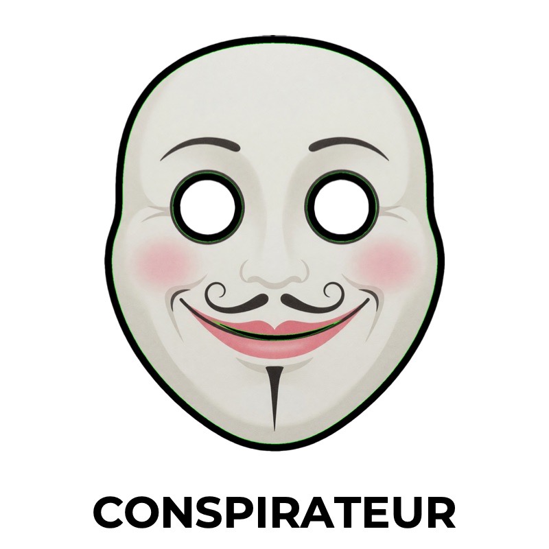 Verschwörer-Maske aus Papier, Vorlage zum Ausdrucken