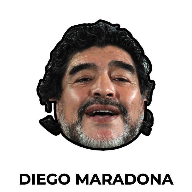 Maschera di Diego Maradona di carta, cartamodello da stampare