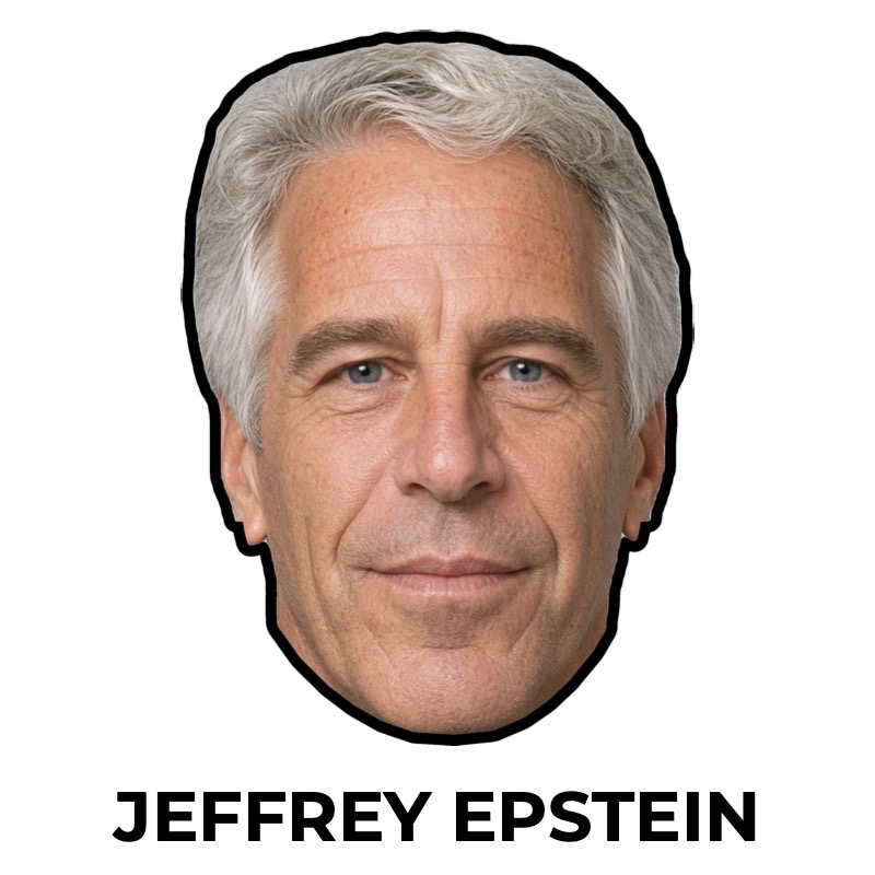 Máscara de Jeffrey Epstein de papel, plantilla para imprimir