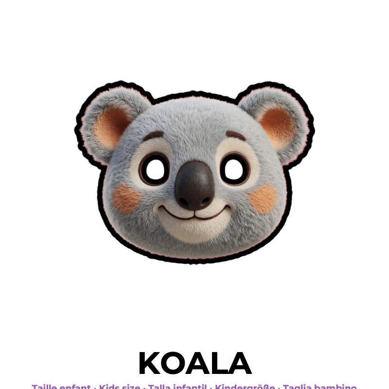 Masque de bébé koala en papier, patron à imprimer
