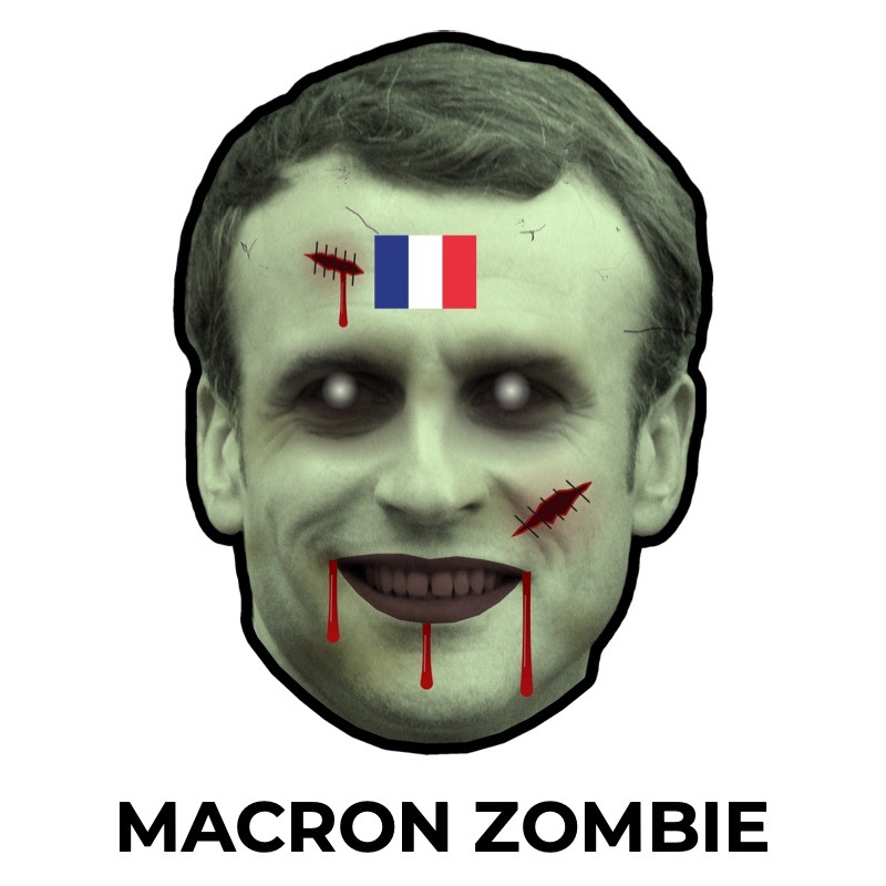 Maschera di Emmanuel Macron zombie di carta, cartamodello da stampare