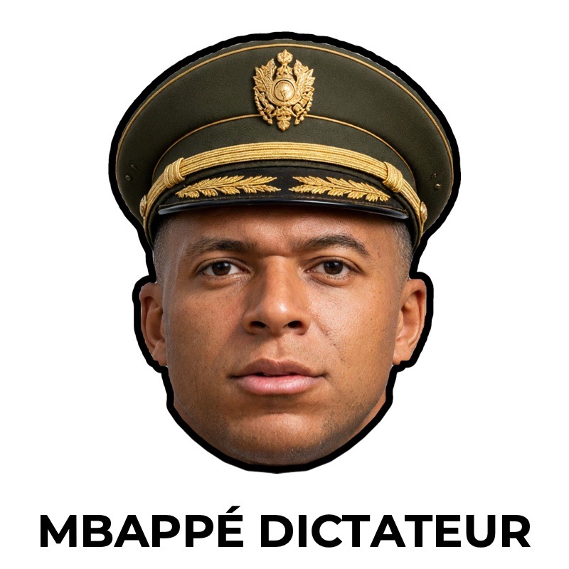 Masque de Mbappé dictateur en papier, patron à imprimer