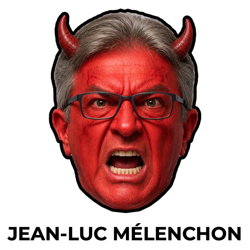 Jean-Luc-Mélenchon-Teufelsmaske aus Papier, Vorlage zum Ausdrucken