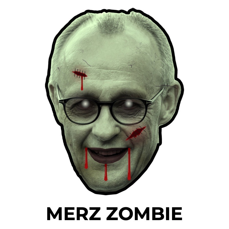 Masque de Friedrich Merz zombie en papier, patron à imprimer