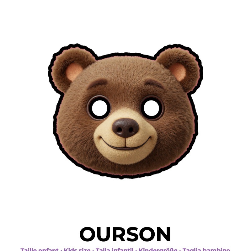 Masque d’ourson en papier, patron à imprimer