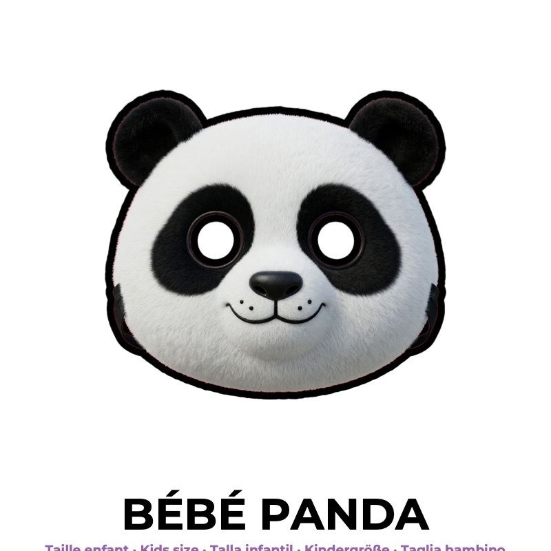 Masque de bébé panda en papier, patron à imprimer