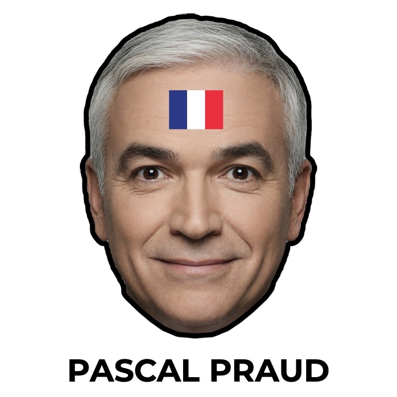 Maschera di Pascal Praud di carta, cartamodello da stampare