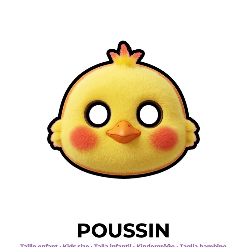 Masque de poussin en papier, patron à imprimer