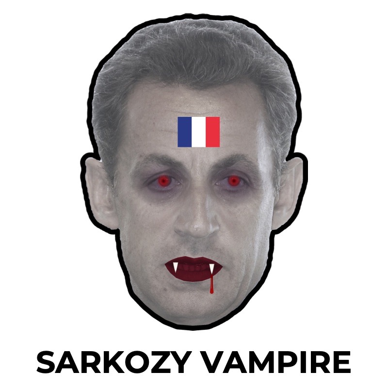 Masque de Nicolas Sarkozy vampire en papier, patron à imprimer