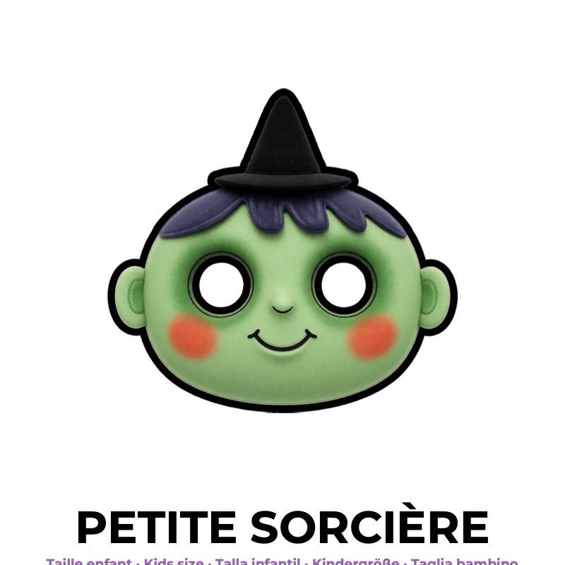 Maschera da piccola strega di carta, cartamodello da stampare
