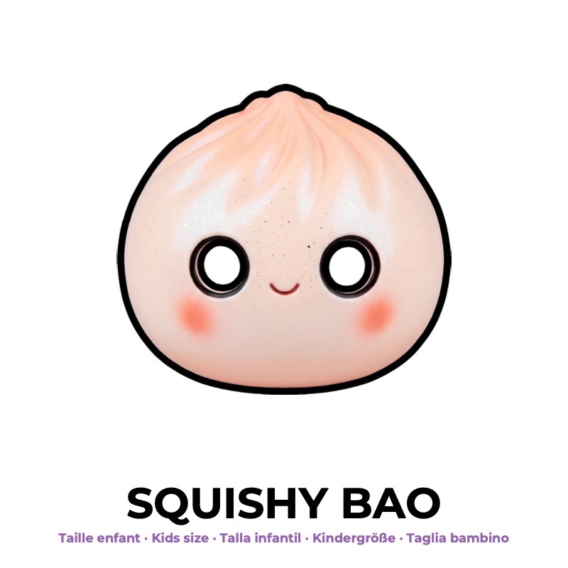 Maschera squishy bao kawaii di carta, cartamodello da stampare