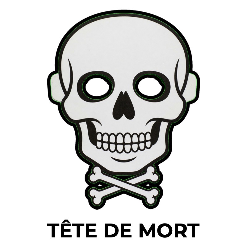 Masque de tête de mort pirate en papier, patron à imprimer