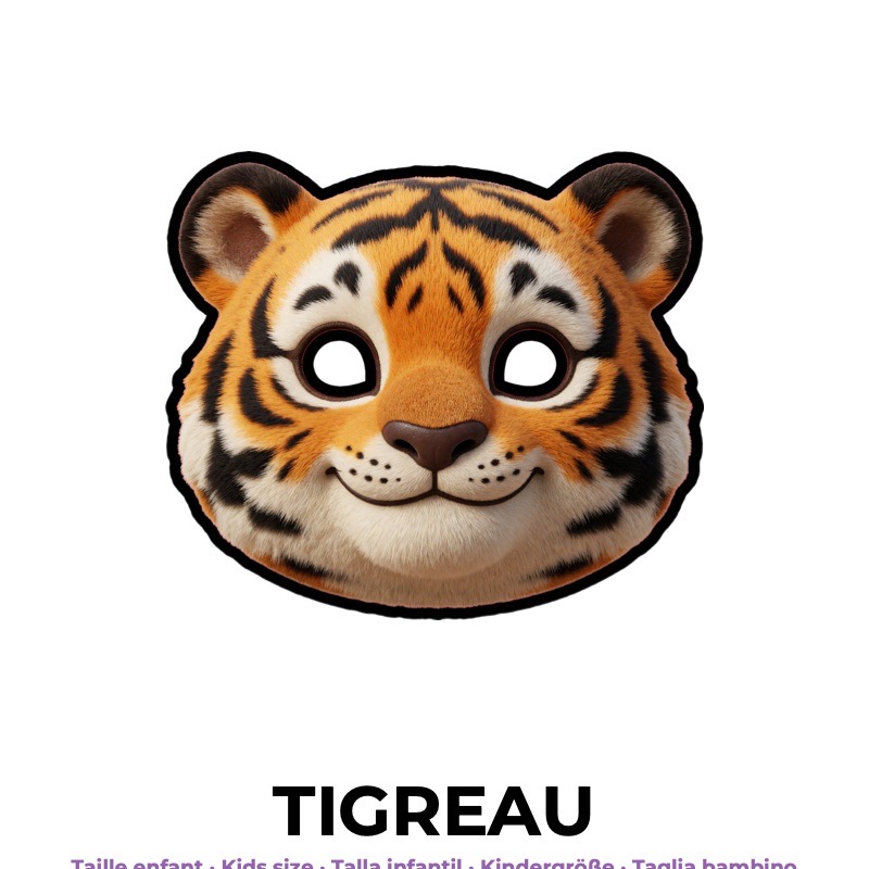 Masque de tigreau en papier, patron à imprimer